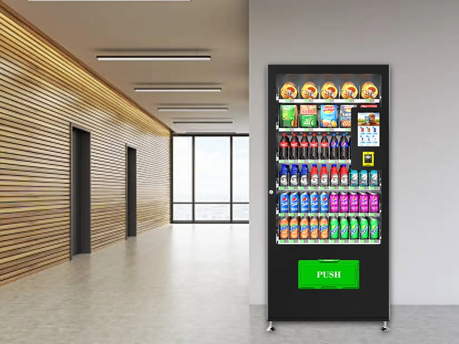 Máquina Expendedora Automática Sin Efectivo para Bebidas Frías y Snacks.