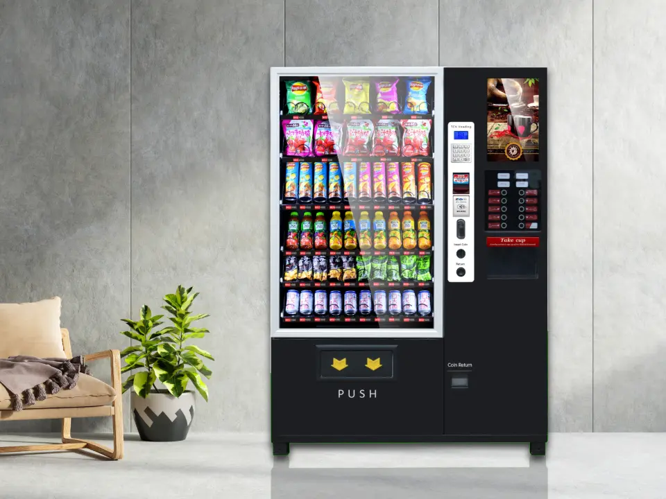 Máquina Expendedora Automática Combo de Café, Bebidas frías y
                Snacks