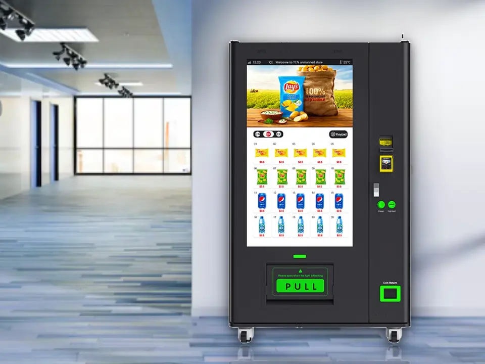 Máquina Expendedora Táctil de Gran Formato para Bebidas Frías y Snacks.